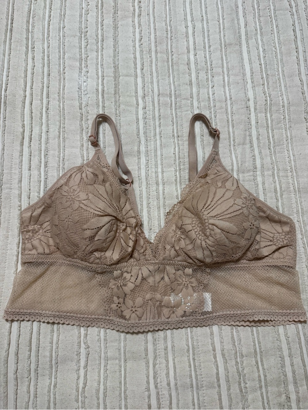 aerie Lace Longline Bralette Tan